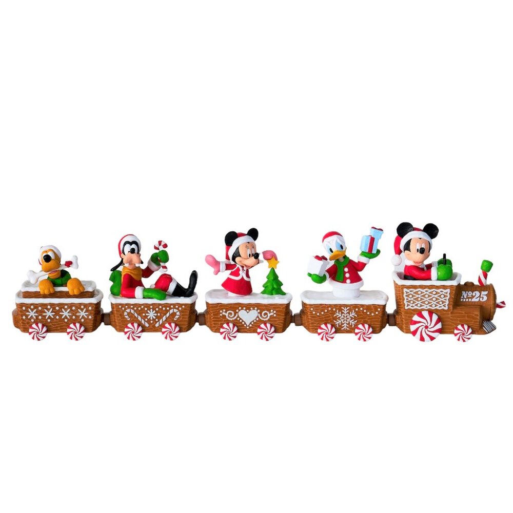 WORKS! 2016 Hallmark DISNEY Christmas Train Set 5 Pcs Mickey Minnie Donald Goofy